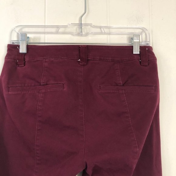 Loft Burgundy Skinny Ankle Pants with Zipper Pockets - Picture 6 of 11